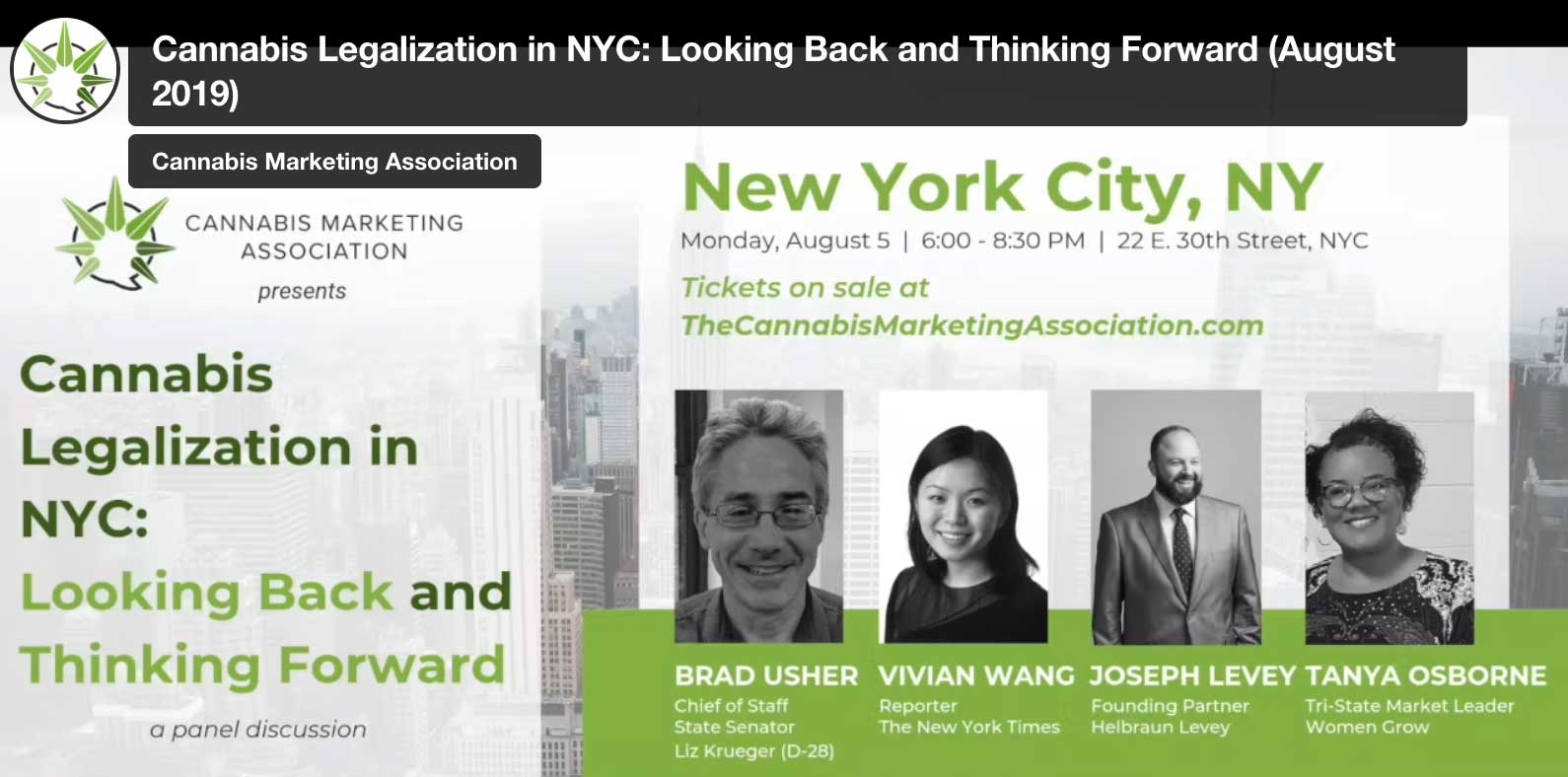 CMA: Cannabis Legalization in NYC: Looking Back and Thinking Forward, August 2019